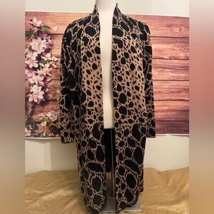 Alfani Animal Print Cardigan Size M Long Open Front Leopard Print Sweater Duster